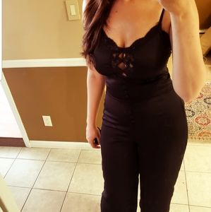 Satin black jumpsuit👑